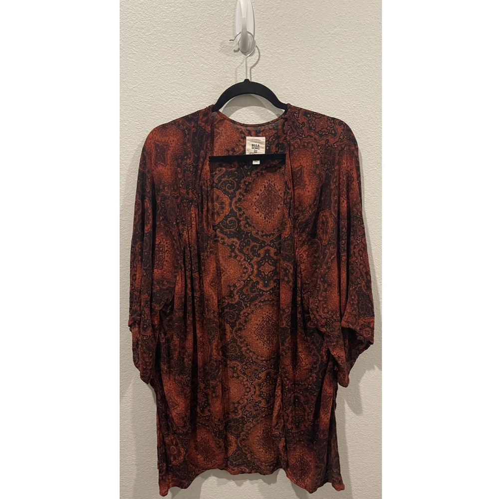 BILLABONG Chiffon Burgundy Open Cardigan